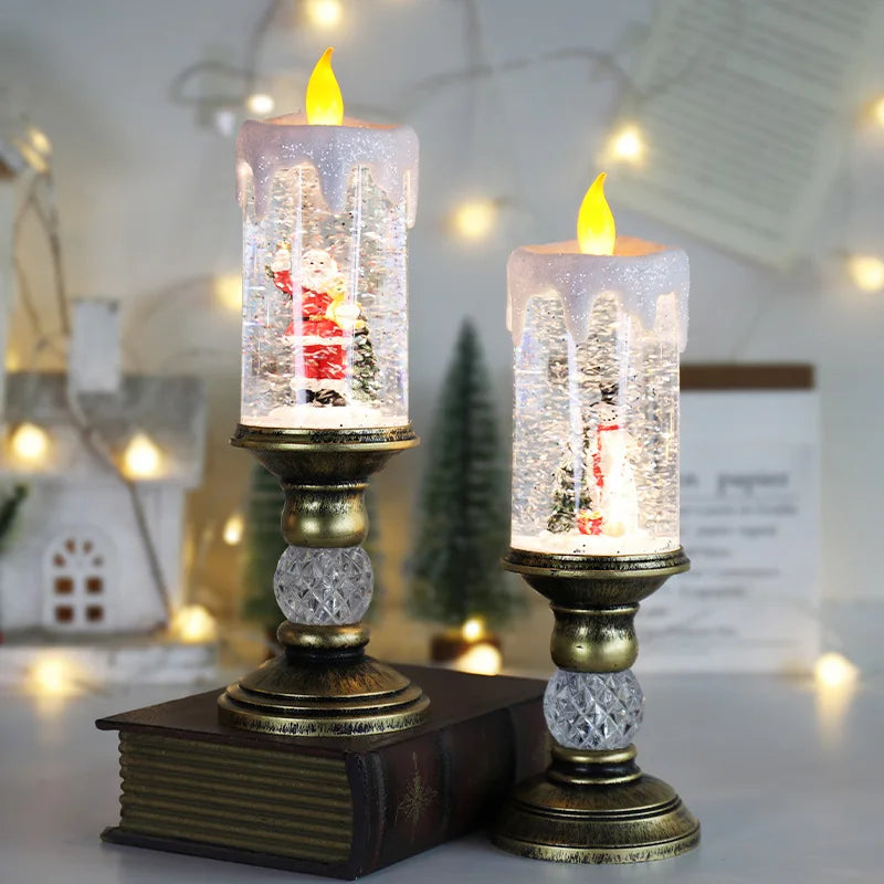 Christmas LED Candle Lights - Flameless Swirling Glitter Crystal Electronic Candles