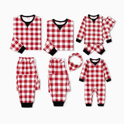 Family Matching Christmas Pajama Set – Red & White Checkered Plaid