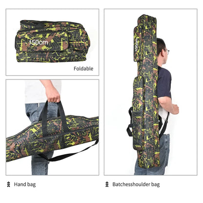 Foldable 2-Layer Fishing Rod Bag – 1.3m/1.5m Double Shoulder Outdoor Storage