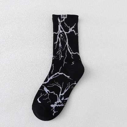 Lightning Print Sport Middle Tube Socks For Men