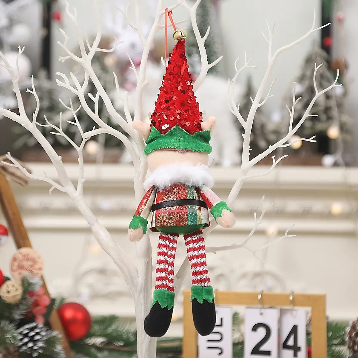 Long-Legged Cartoon Elf Doll – Xmas Tree Pendants & Window Decoration