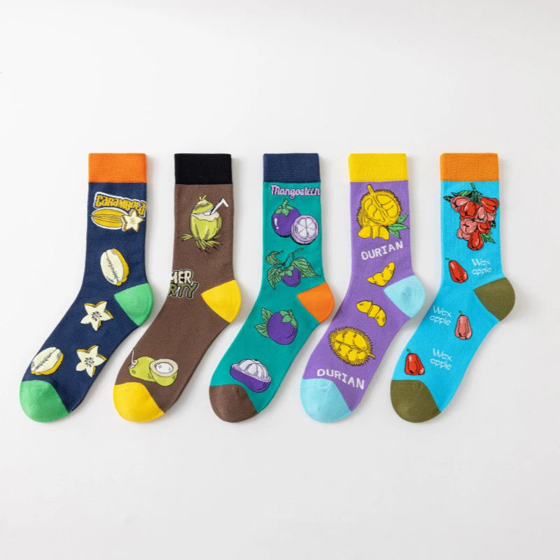 Men's Fruit Trendy Breathable Long Happy Socks