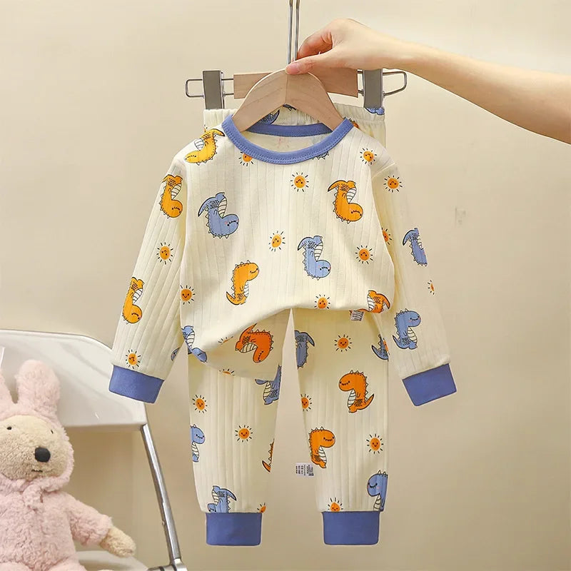 Kids Pure Cotton Pajamas | Cartoon Long Sleeve Sleepwear Set