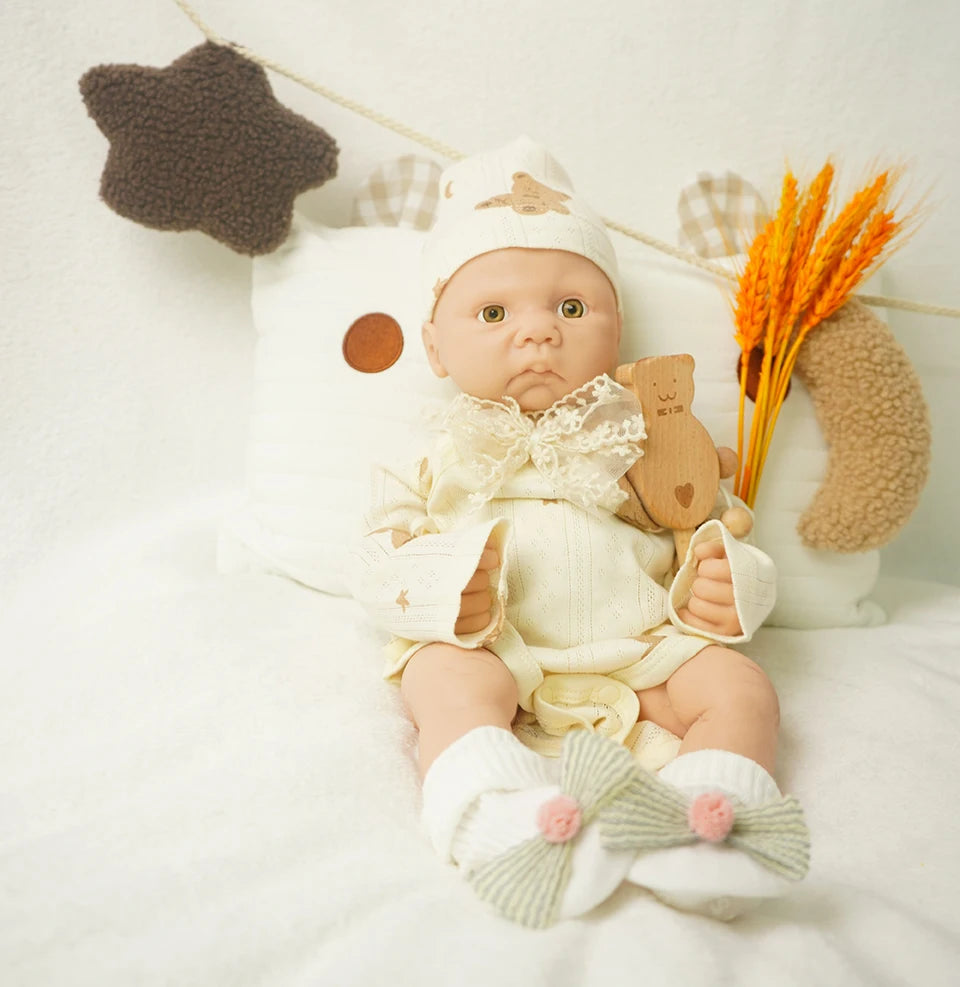 39cm All-Silicone Reborn Boy Doll with Dress-Up Design