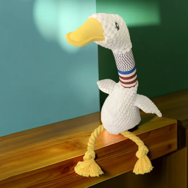 Plush White Geese Chew Toy for Dogs - Bite Resistant & Sound Toy