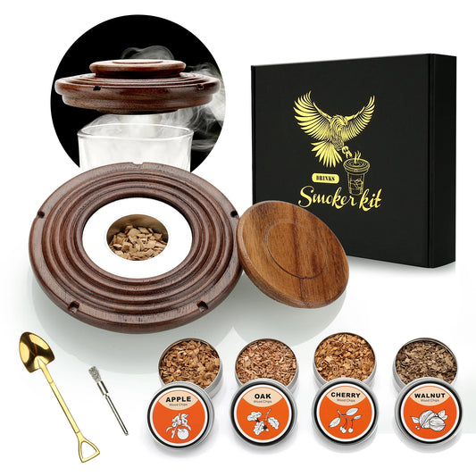 Cocktail Smoker Kit – Old Fashioned Whiskey Smoking Set with 4 Wood Chips