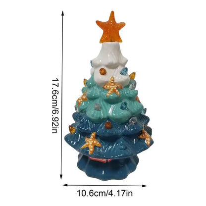 Ceramic Christmas Tree LED Lamp - Vintage Light-Up Tree