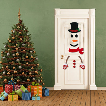 Christmas Felt Cloth Door & Window Stickers – Snowman, Santa & Elk Decor