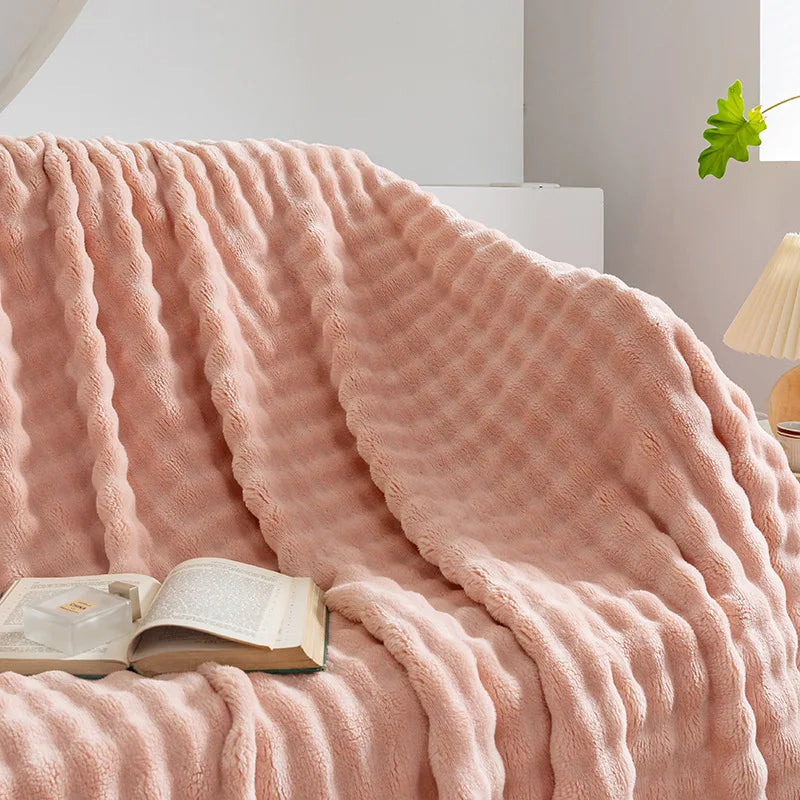 Summer Bubble Rabbit Flannel Blanket | High Weight Coral Velvet