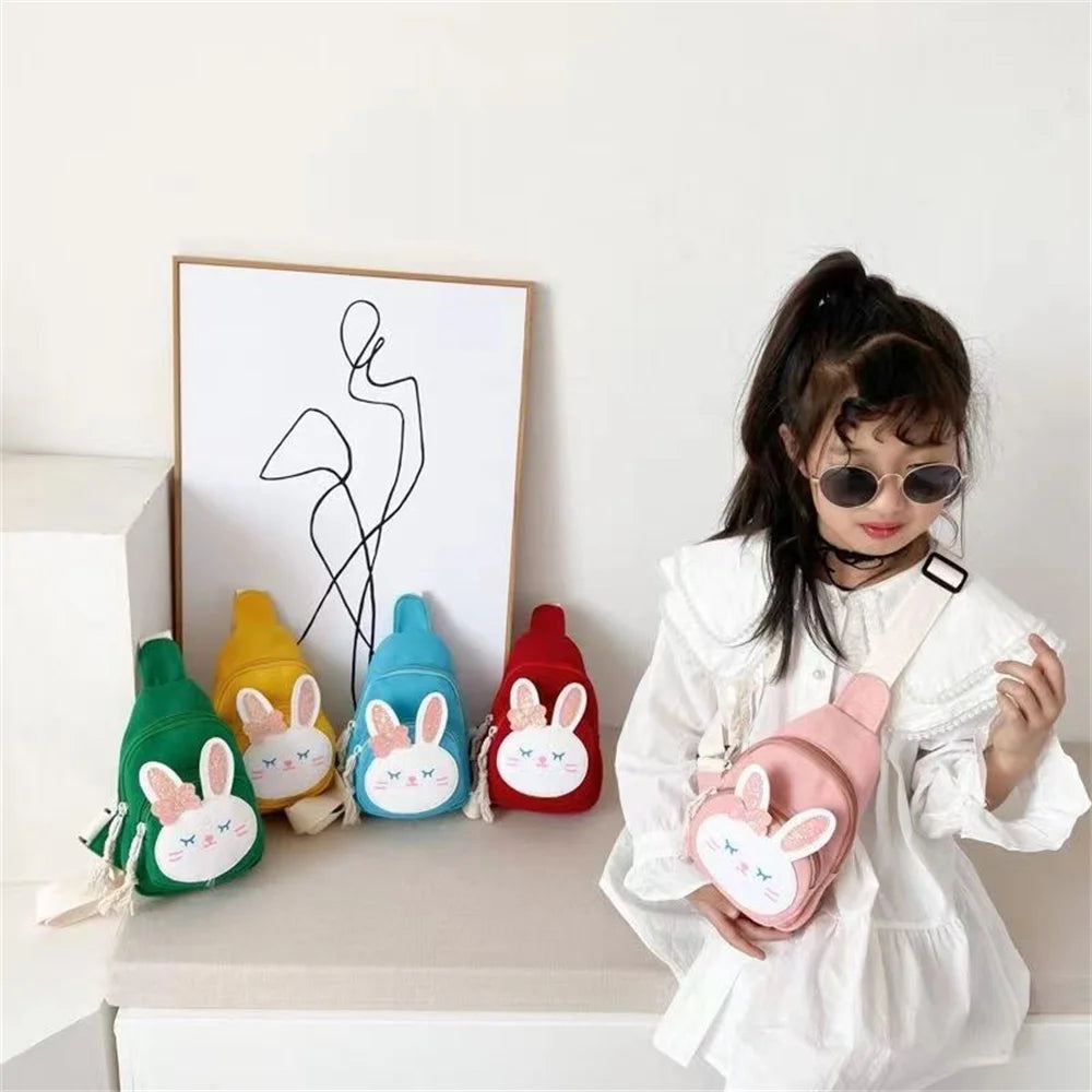 Cute Rabbit Crossbody Bag for Girls | Mini Cartoon Canvas Chest Bag | New Large Capacity Kids Wallet