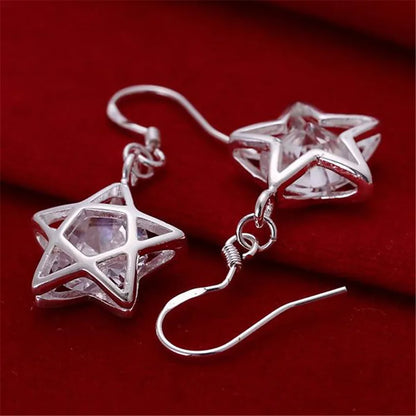 925 Sterling Silver Star Crystal Earrings