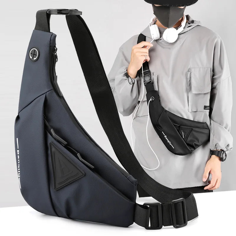 Men's Waterproof USB Oxford Crossbody Bag