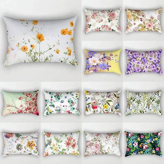 Rose Red Flower Sofa Pillow Case – Colorful Rainbow Polyester Cushion Cover