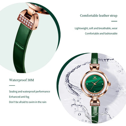 Luxury Women's Quartz Watch with Diamond Inlay