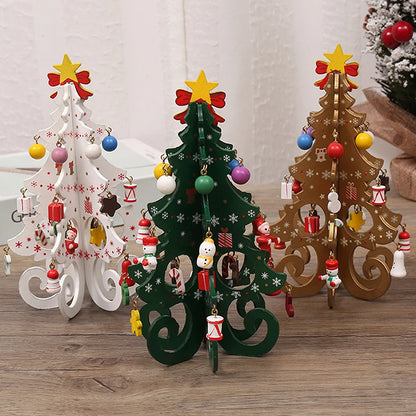 Handcrafted Wooden Christmas Tree Decoration – 3D Tabletop Ornament