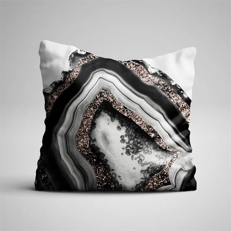 Luxury Gray Vintage Marble Throw Pillow Case – Nordic Agate Cushion Cover