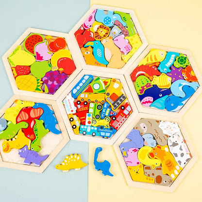 Wooden Puzzles for Toddlers – Color & Stacking Blocks