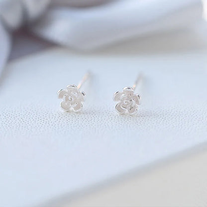 S925 Sterling Silver Zircon Heart Flower Stud Earrings for Women