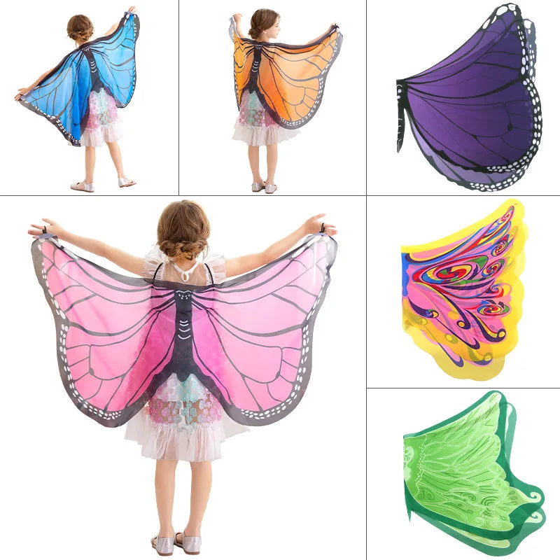 Kids Butterfly Wings Costume | Fairy Shawl & Pixie Mask Set