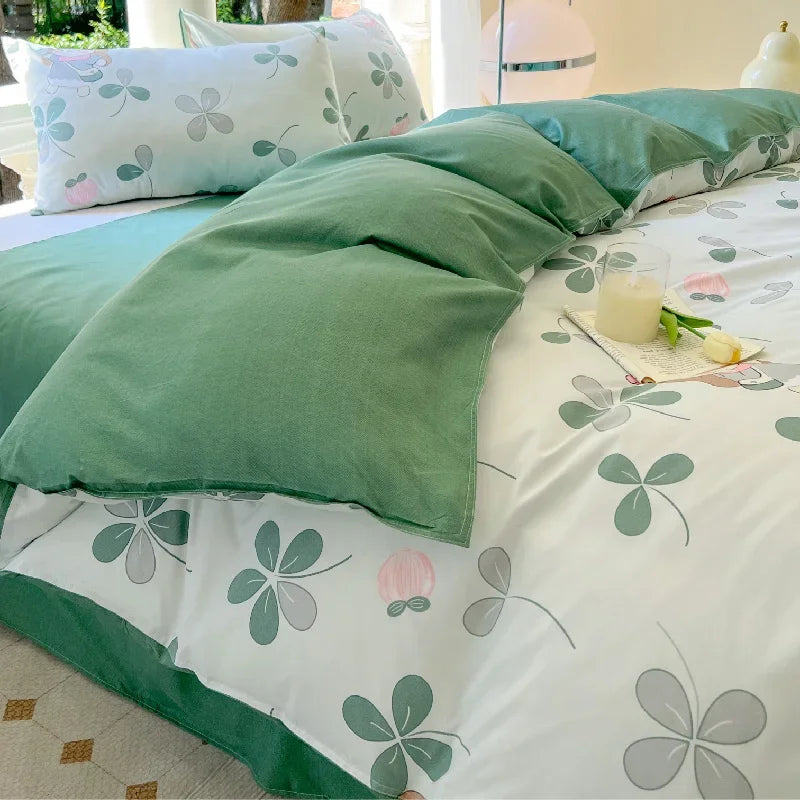 Garden Girl Printed Bed Set | Whimsical Cartoon Bedding for Kids