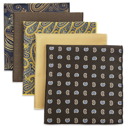 New 5-Piece Assorted Fashion Men's Pocket Square Set