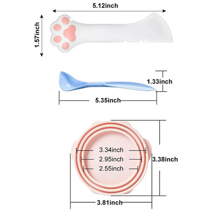 Silicone Cat Food Can Lid & Spoon