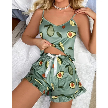 Women's Avocado Print Pajamas Suit