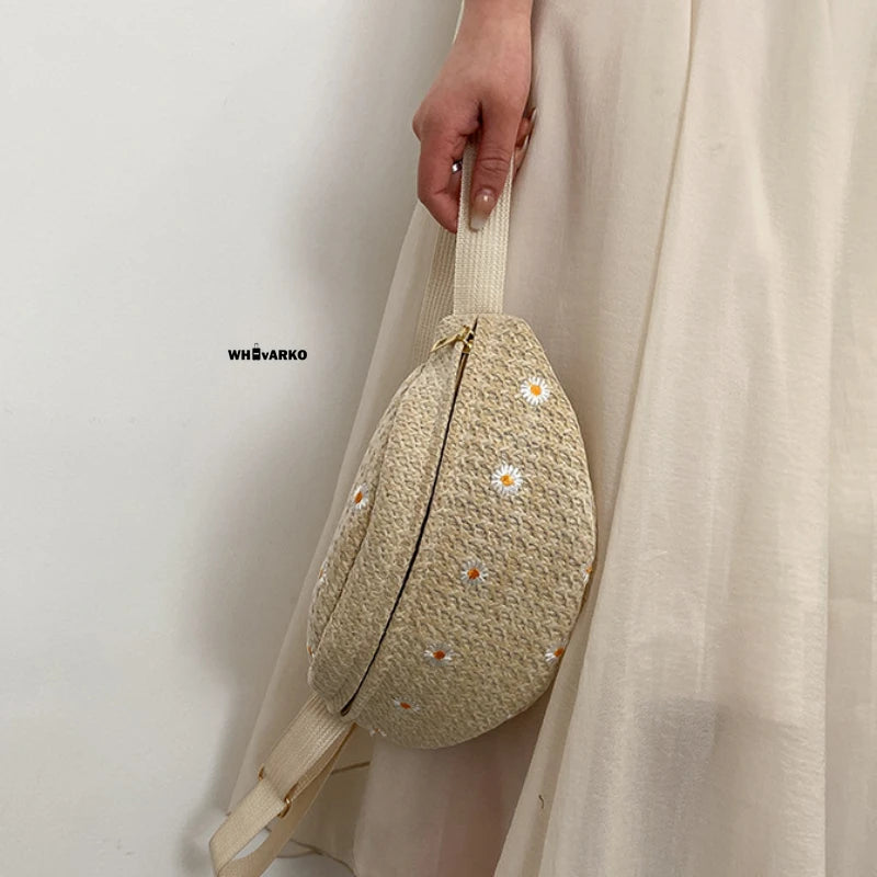 Women's Straw Woven Waist Bag