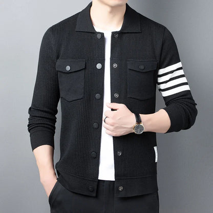 Men's Lapel Cardigan Sweater – Casual Autumn Jacket