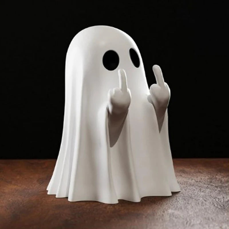 Cute Ghost Statue with Middle Finger