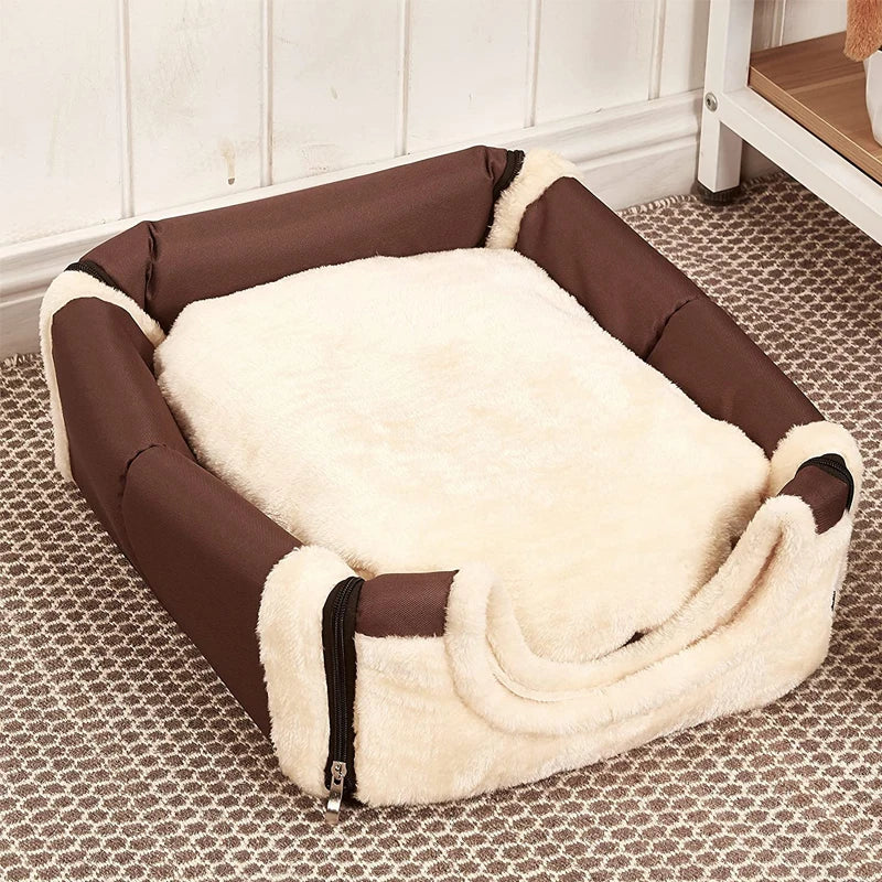 Folding Plush Dog House | Convertible Indoor Bed