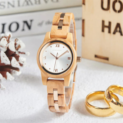 Elegant Women's Wooden Quartz Watch with Gift Box