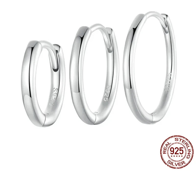 925 Sterling Silver Huggie Hoop Earrings