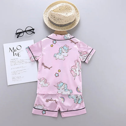 Summer Baby Pajamas - Unicorn T-Shirt & Shorts for Kids