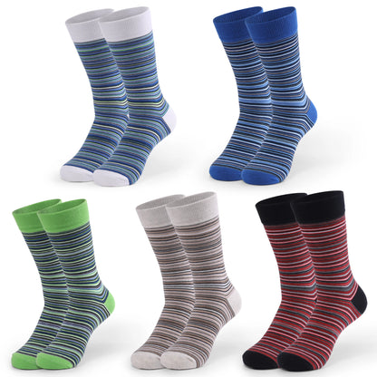 5 Pairs Mens Striped Combed Cotton Socks