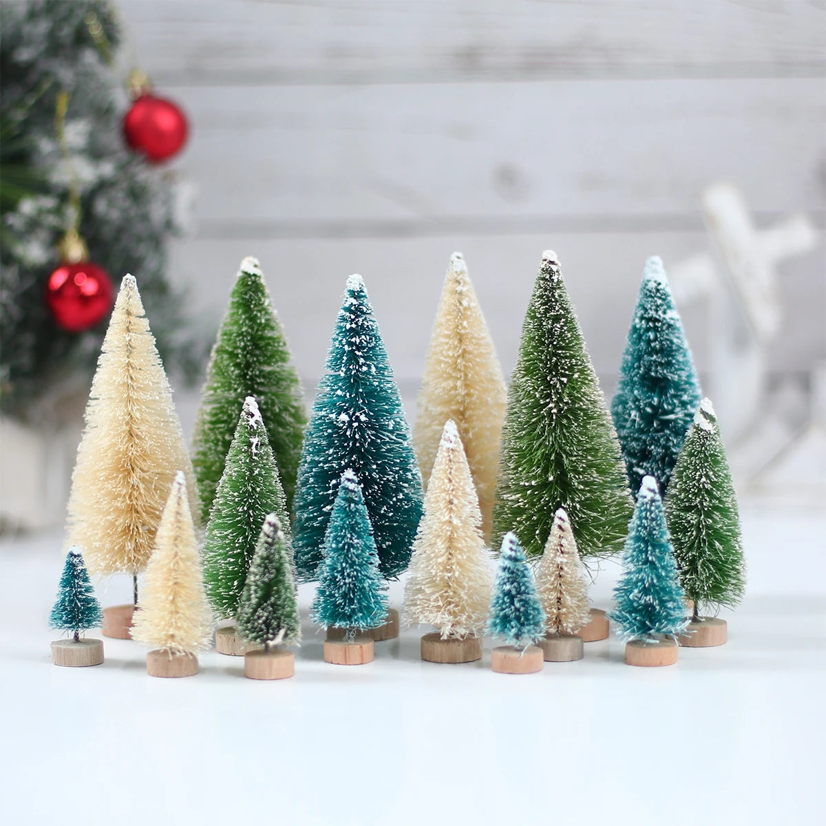 Artificial Mini Wooden Christmas Tree-Pine Tabletop Ornament