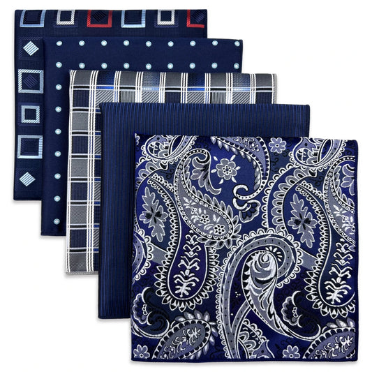 New 5-Piece Assorted Fashion Men's Pocket Square Set