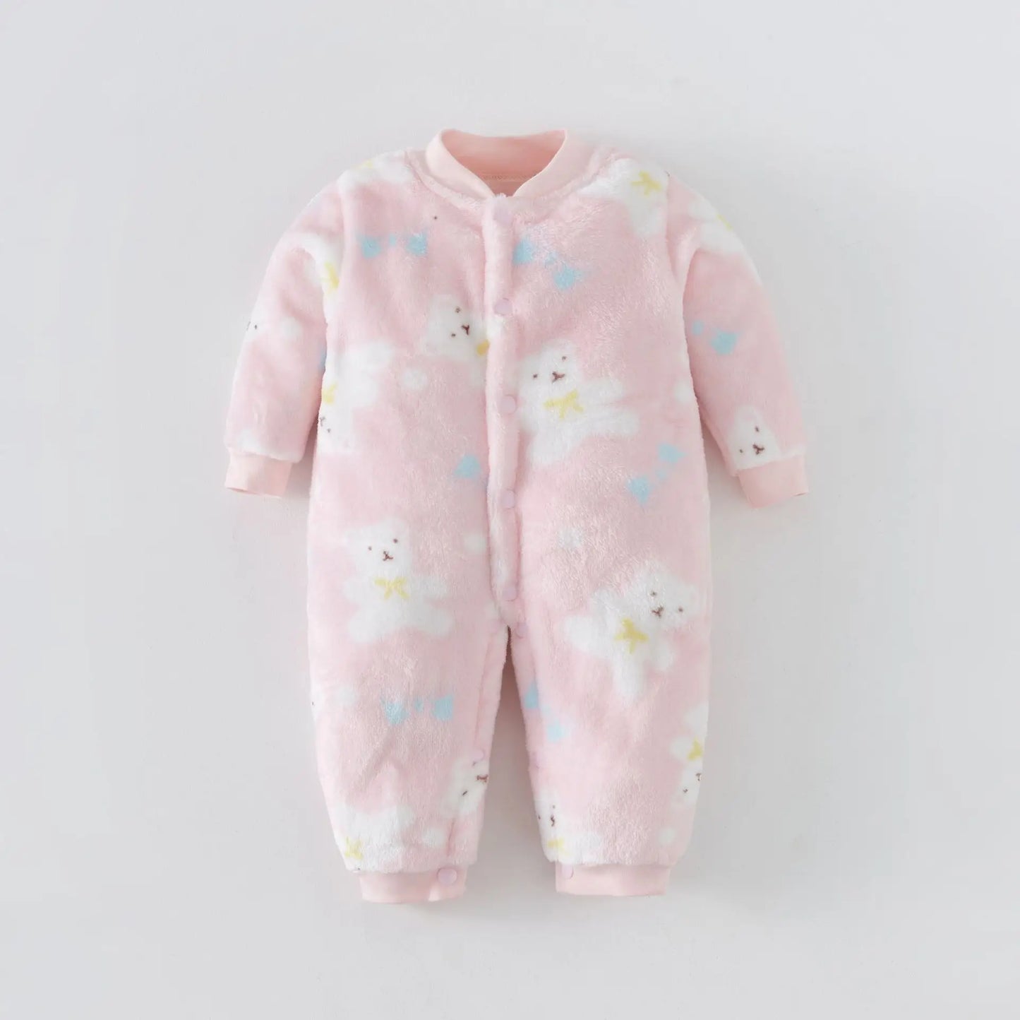 Korean-Style Flannel Baby Rompers | Warm Winter Jumpsuit for Infants