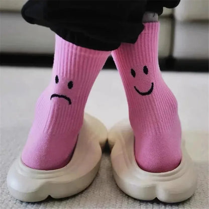 Crying Face Pure Color Cotton Socks