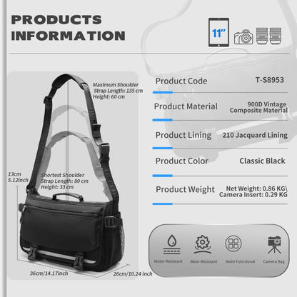 Lifetime Warranty Men’s Waterproof Camera Shoulder Bag