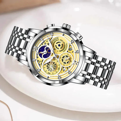 LIGE Luxury Ladies Quartz Waterproof Stainless Steel Watch