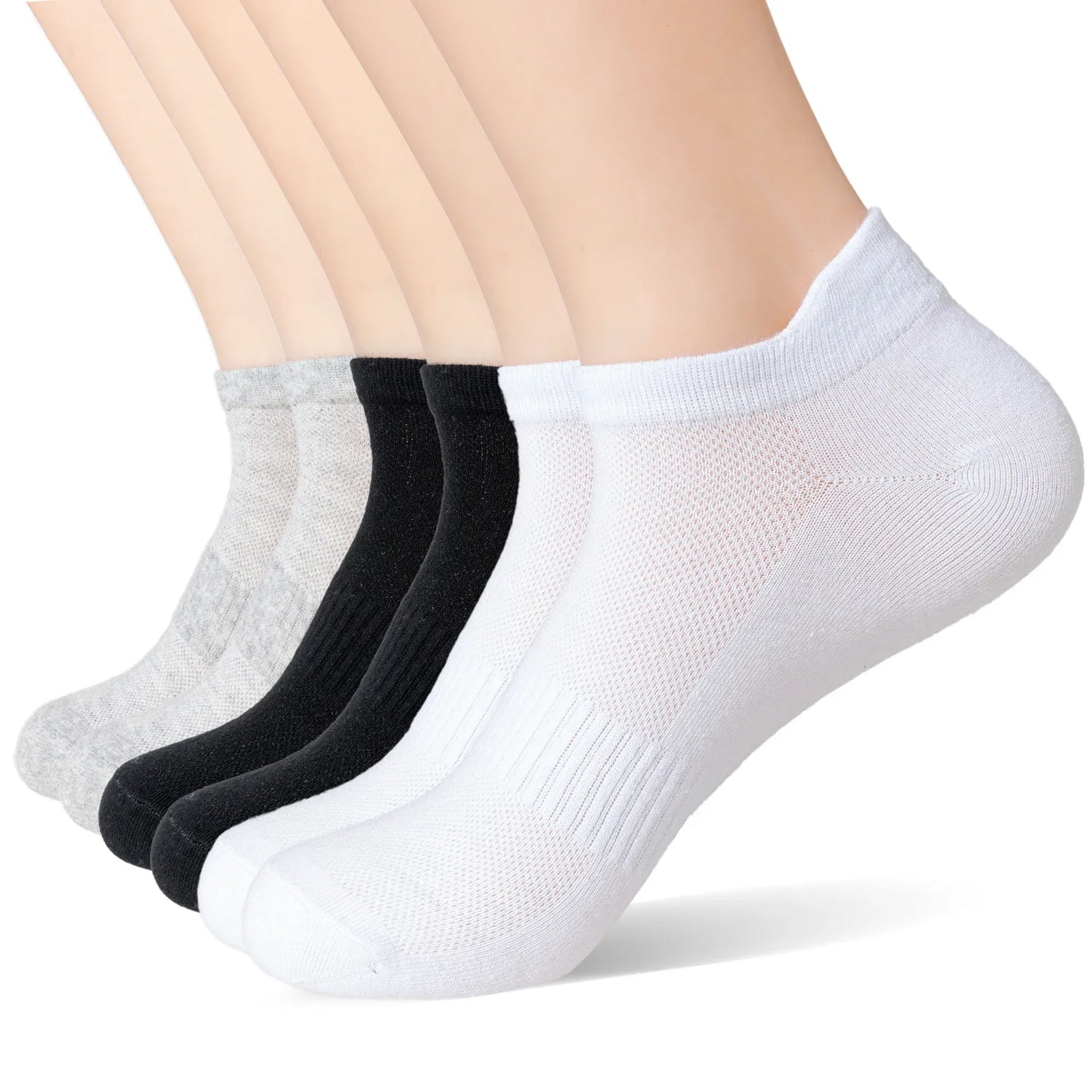 6 Pairs Low Cut Cotton Ankle Socks for Men - Breathable & Sweat Absorbing