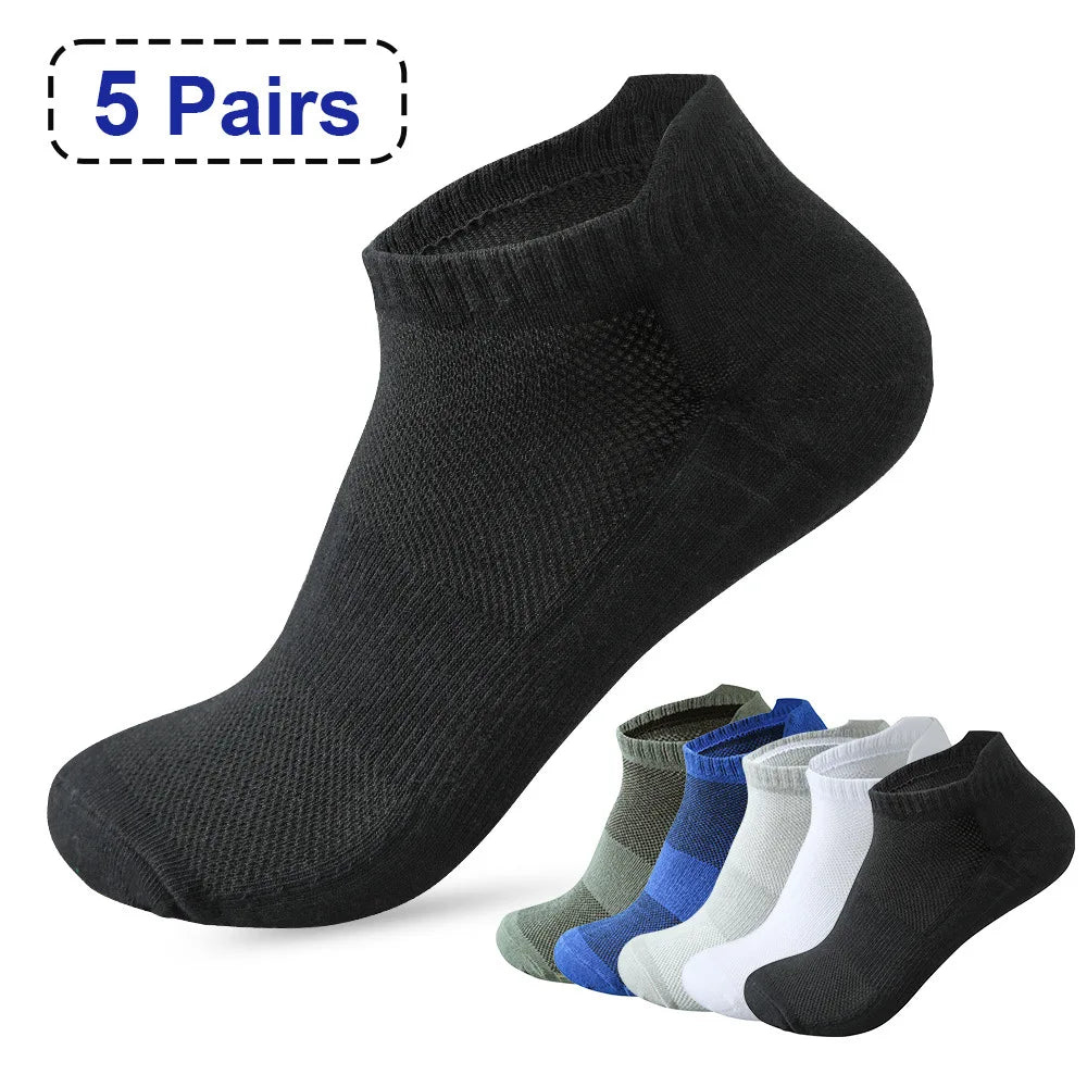 5 Pairs Men Cotton Summer Thin Sports Socks