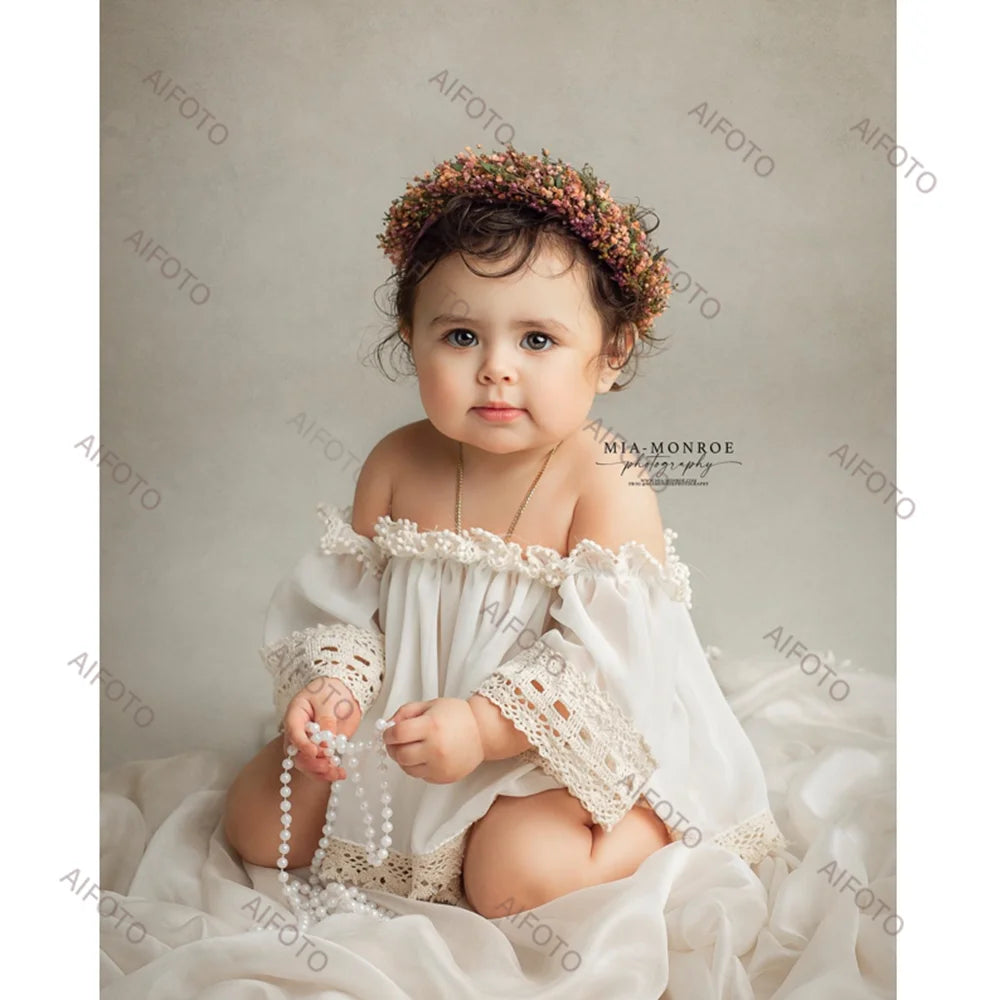 1-Year-Old Baby Girls' Birthday Dress – Floral Lace Photography Prop