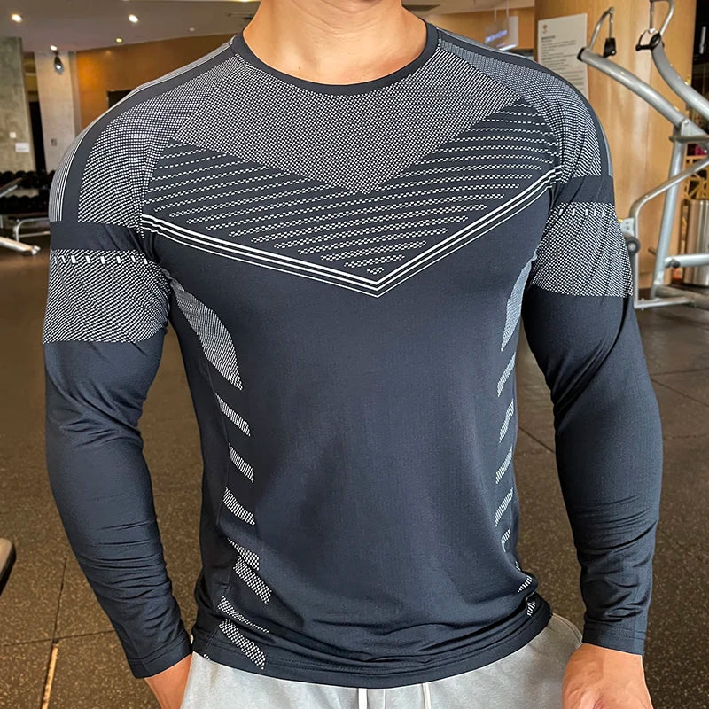 High-Quality Men's Fitness Compression Long Sleeve Running Shirt