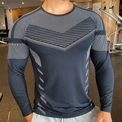 High-Quality Men's Fitness Compression Long Sleeve Running Shirt