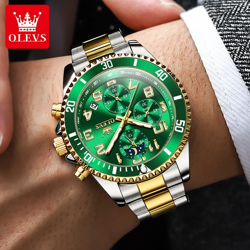 Luxury Quartz Watch for Men - Waterproof Stainless Steel Chronograph