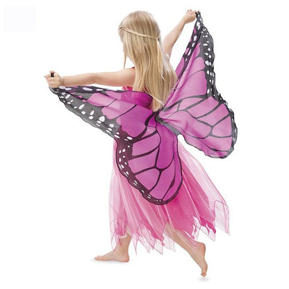 Kids Butterfly Wings Costume | Fairy Shawl & Pixie Mask Set