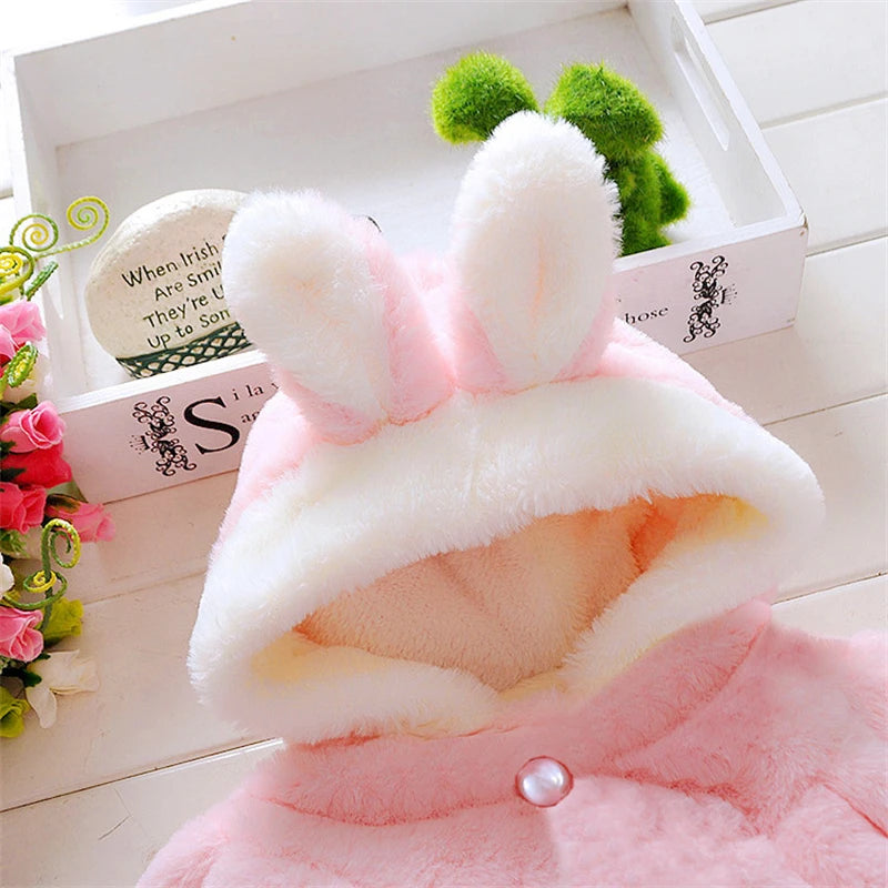 Baby Girls Rabbit Ears Fleece Jacket Cape | Autumn/Winter Wool Sweater