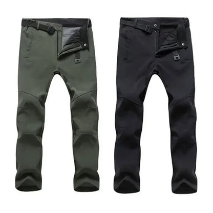 Warm Winter Men’s Soft Shell Pants - Waterproof Outdoor Trousers